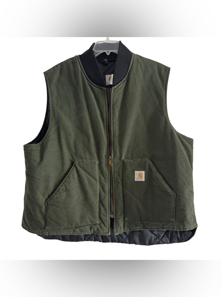Carhartt Vtg Dark Green 3xlg Men’s Nylon Insulated Vest. Vq184 “1194” Date